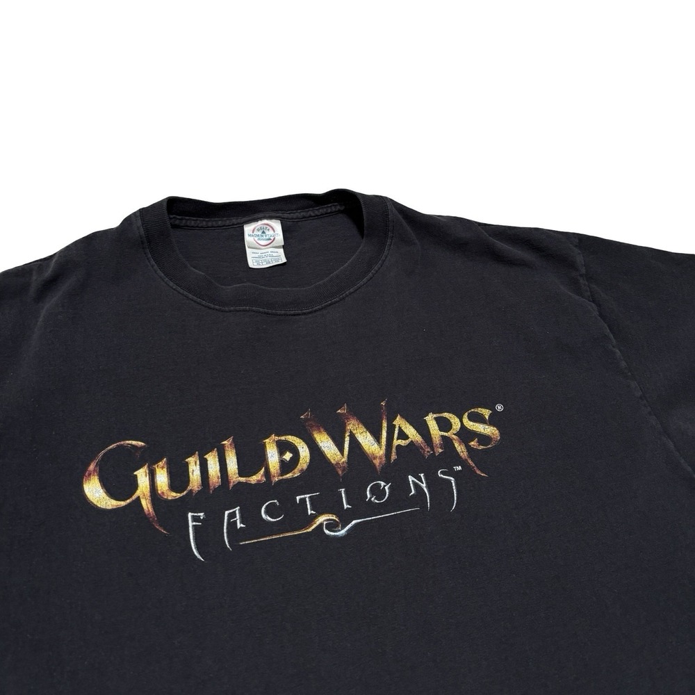 Vintage Guild Wars Factions Men's T Shirt Black Video Game PC Y2K Promo Logo XL - Picture 3 of 4